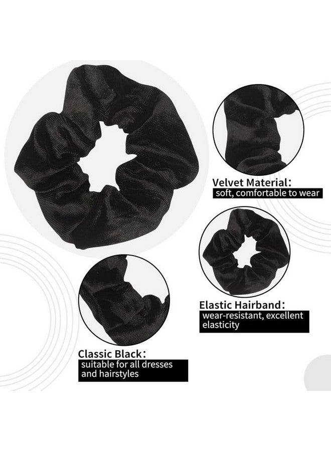 Shidara 12 Pcs luxury Black Scrunchies for Hair, Soft Velvet Elastics Hair Bands, Classic Scrunchy Hair Ties Ponytail Holder Hair Accessories Women Girls - Image 2