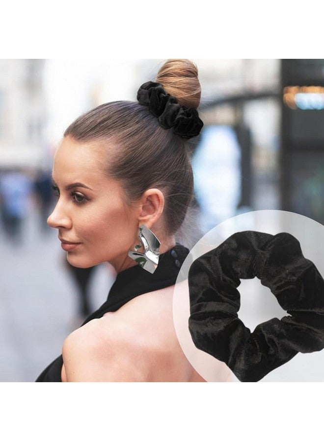 Shidara 12 Pcs luxury Black Scrunchies for Hair, Soft Velvet Elastics Hair Bands, Classic Scrunchy Hair Ties Ponytail Holder Hair Accessories Women Girls - Image 5