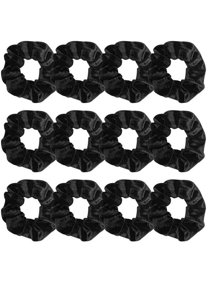 Shidara 12 Pcs luxury Black Scrunchies for Hair, Soft Velvet Elastics Hair Bands, Classic Scrunchy Hair Ties Ponytail Holder Hair Accessories Women Girls - Image 1