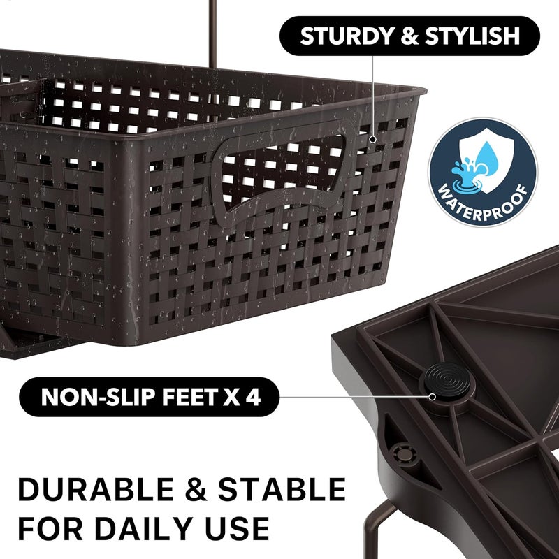 Simple Houseware 2 Tier Bathroom Organizer Tray Pull-Out Sliding Drawer/Under-Sink Storage, Brown - Image 5