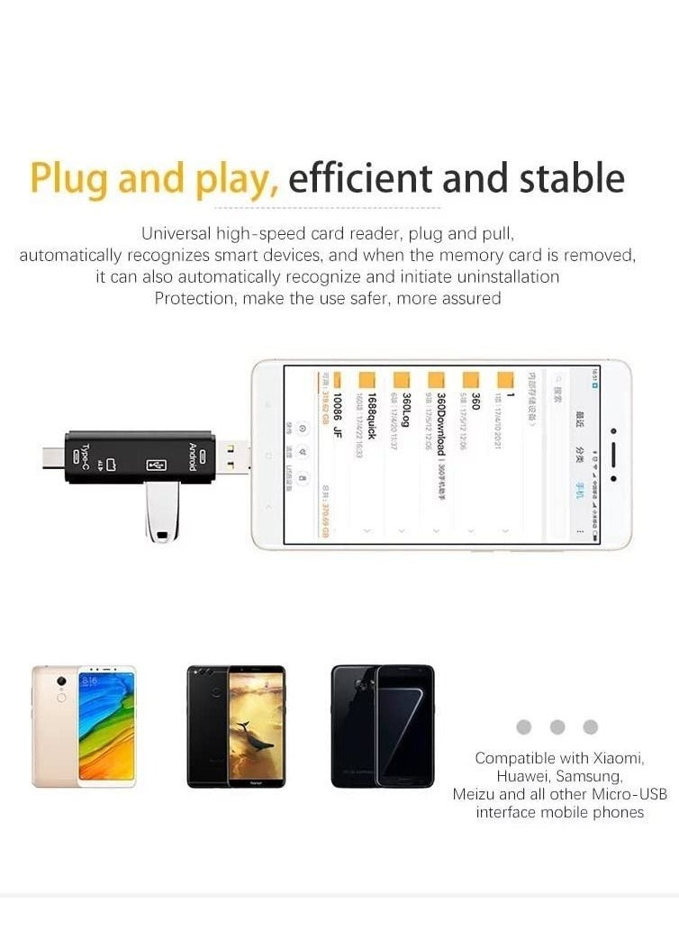 قارئ بطاقة Micro SD، 5 في 1 قارئ بطاقة ذاكرة فلاش USB 2 Type-C محول متعدد الوظائف لأجهزة الكمبيوتر المحمولة التي تعمل بنظام ويندوز وMacBook الجديدة ونكسس والمزيد - Image 4