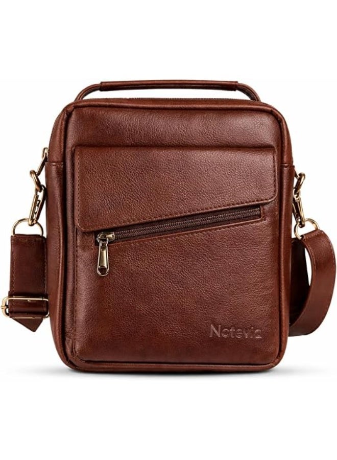 Motevia Men's Crossbody Bag Genuine Leather Crossbody Bag Men Genuine Leather Crossbody Bag Men with Shoulder Strap Top Handle Medium Size - Image 1