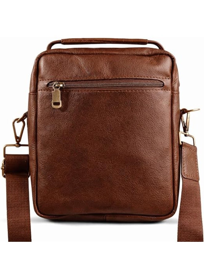 Motevia Men's Crossbody Bag Genuine Leather Crossbody Bag Men Genuine Leather Crossbody Bag Men with Shoulder Strap Top Handle Medium Size - Image 2