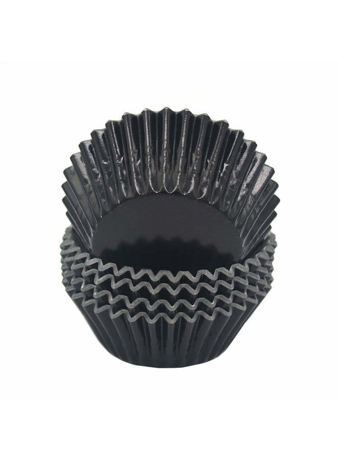 Mombake Standard Black Foil Cupcake Liners Muffin Baking Cups for Party and More, 100-Count - Image 1