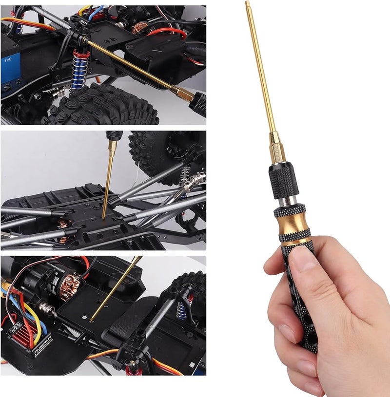 Hobbypark 6 in 1 RC Hex Driver Screwdriver Set 1.5mm 2.0mm 2.5mm 3.0mm & Hex Nut Driver & Phillips Bit and Wheel Wrench for RC Car Hobby Tool Kit - Image 4