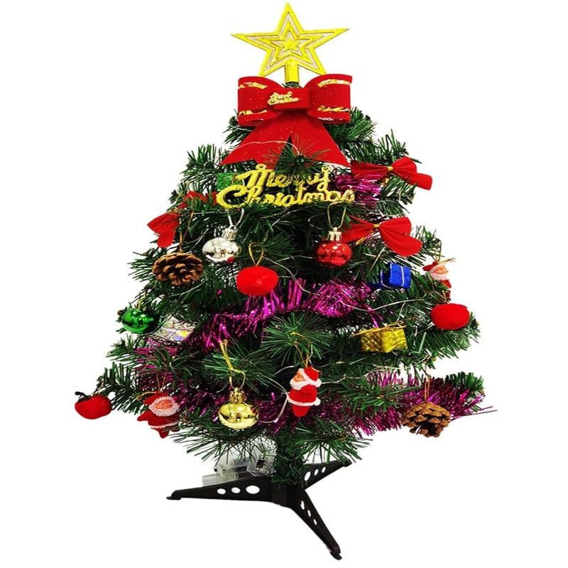 PaMeG Christmas Tree 2 Feet Christmas Tree with Hanging Ornament Table Top Christmas Tree and Ornament for Home Office Decorations 2 Feet - Image 1