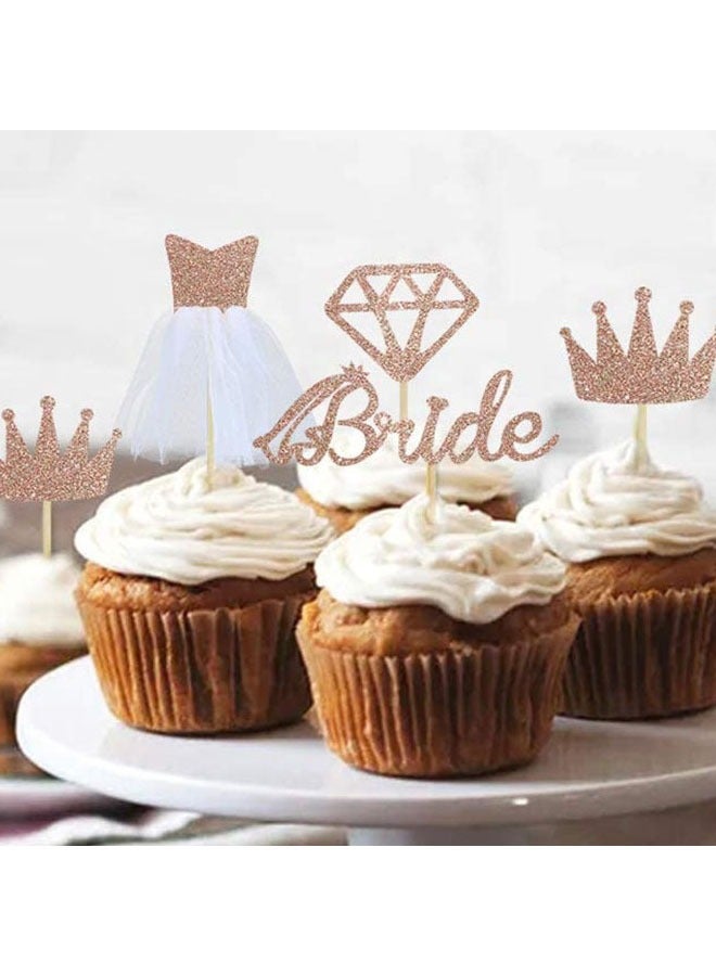 Wedding dress diamond crown ‘Bride To Be’ cake topper (24pcs). Suitable for occasions such as engagement, confession, bachelor party, etc.  - Image 1