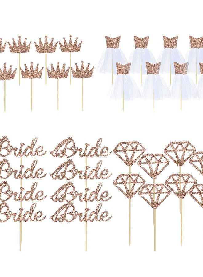 Wedding dress diamond crown ‘Bride To Be’ cake topper (24pcs). Suitable for occasions such as engagement, confession, bachelor party, etc.  - Image 2