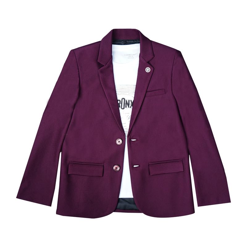 CHARCHIT Boys Cotton Blend Solid Blazer in Purple - Image 4