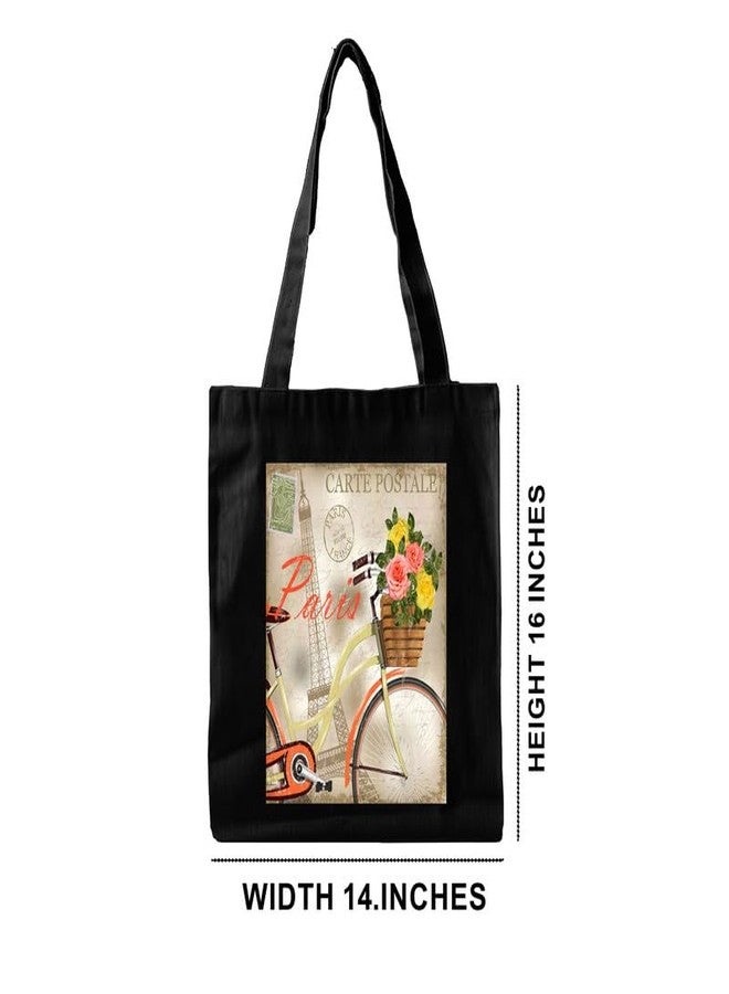 PrintingZone Girly Designs Canvas Printed Tote Bag For Women | Zipper & Pouch | Shopping/Grocery Bag | Multi-Purpose Bag | Reusable Eco-Friendly Cotton Handbags, Canvas Tote Bags For College(TB11) - Image 2