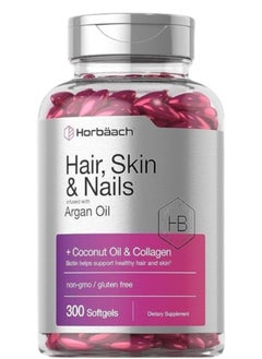 Horbäach Hair Skin And Nails Infused With Argan Oil, 300 Softgels  - Image 1