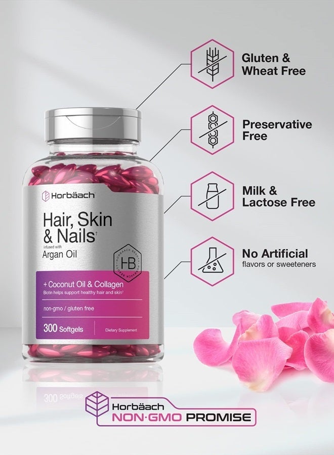 Horbäach Hair Skin And Nails Infused With Argan Oil, 300 Softgels - Image 4