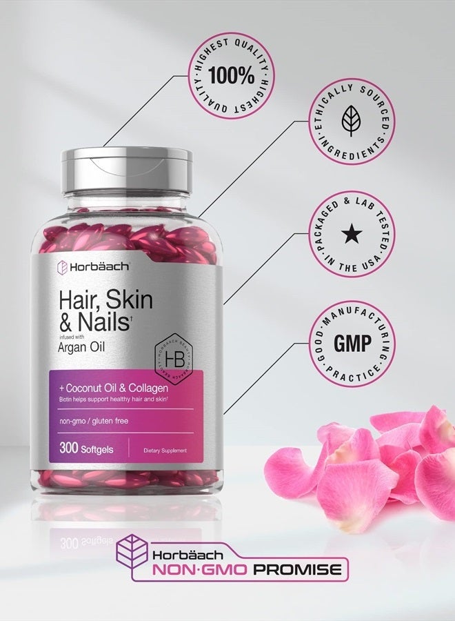 Horbäach Hair Skin And Nails Infused With Argan Oil, 300 Softgels - Image 5