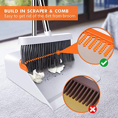 TRADY Long Handled Sweep Clean Living Room Dust Supplies Heavy Duty Broom Brush and Dustpan Best Brooms for Household (Pattern no.64) - Image 5