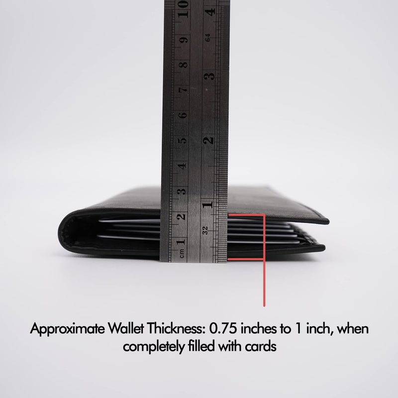 ag wallets Genuine Leather Mens Long ID 19 Credit Card Security Wallet Black (RFID_Black) - Image 4