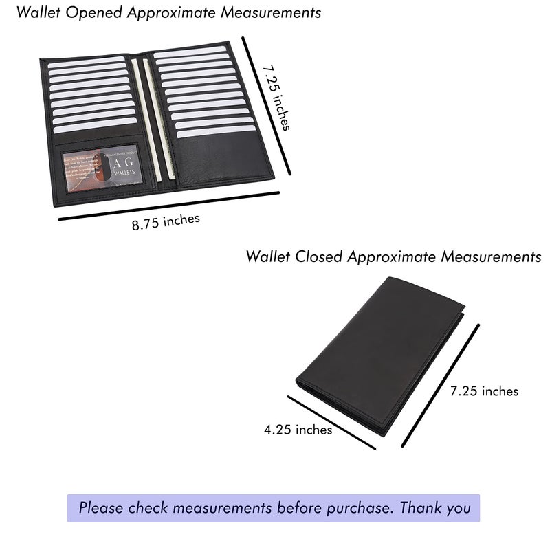 ag wallets Genuine Leather Mens Long ID 19 Credit Card Security Wallet Black (RFID_Black) - Image 2