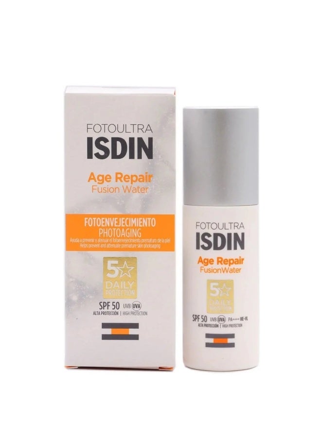 آيسدين سوتيكز واقي شمس ISDIN FotoUltra Age Repair Fusion Water SPF 50 | واقي شمس يومي للوجه | تركيبة خفيفة ومرطبة لبشرة ناعمة - Image 1