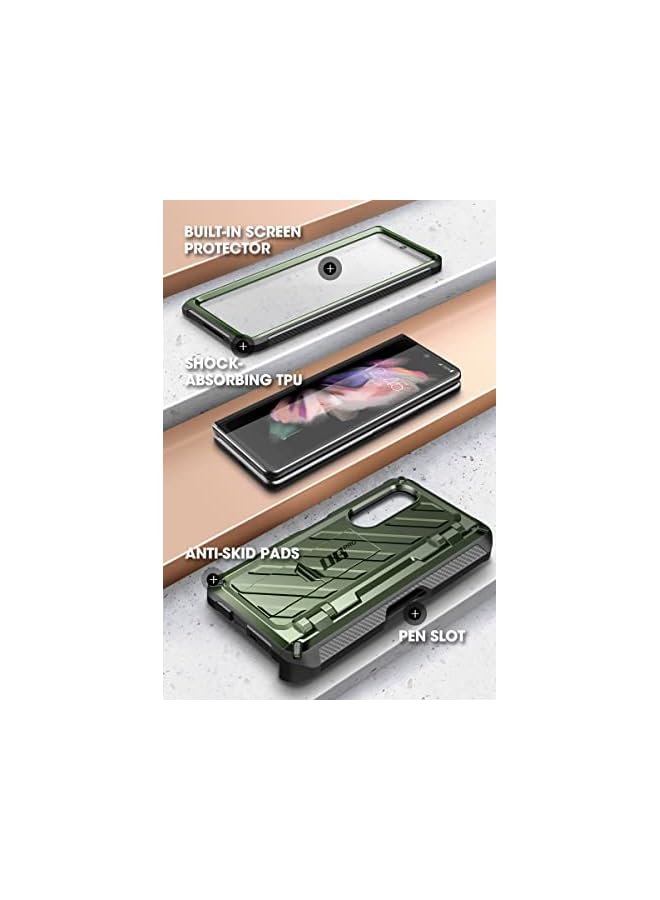 SupCase Unicorn Beetle Pro Series Case for Samsung Galaxy Z Fold 3 5G (2021), Full-Body Dual Layer Rugged Case with Built-in Screen Protector & Kickstand & S Pen Slot (Guldan) - Image 3