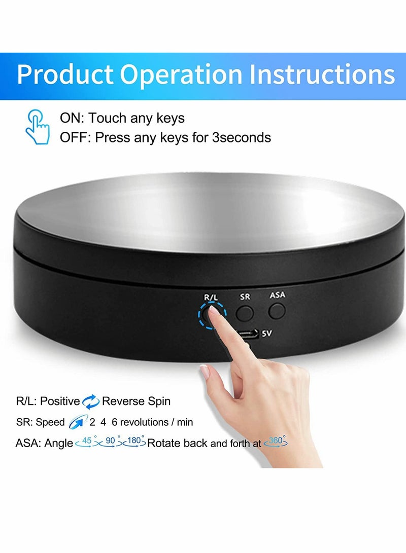 Rotating Display Stand, 360 Degree Motorized Rotating Turntable Display Stand with USB Power Cable for Photography Products and Shows, Jewelry Panoramic Display, Max Load 6.6Lb Video Show (PVC Mirror)