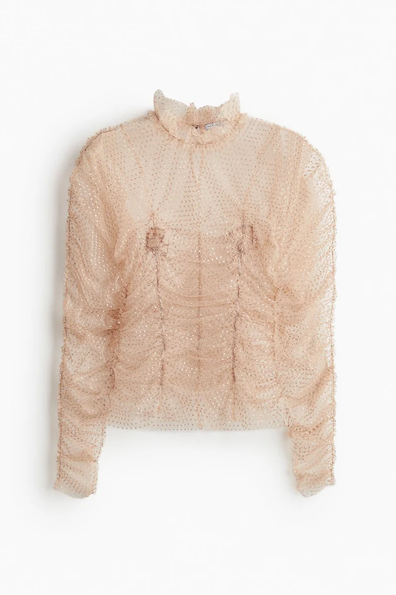 اتش اند ام بلوزة شبكية مطرزة