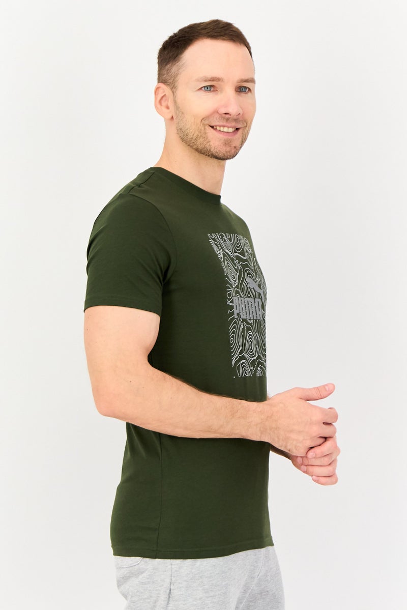 PUMA تي شيرت رياضي للرجال بأكمام قصيرة، خارجي، لون أخضر داكن - Image 2