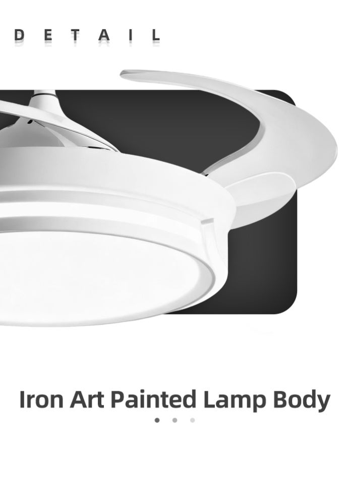 مودي مروحة سقف LED بقوة 72 واط مع جهاز تحكم عن بعد، شفرات حديثة قابلة للسحب، محرك صامت، إضاءة قابلة للتعتيم بثلاثة ألوان (3000 كلفن/4000 كلفن/6500 كلفن)، مروحة ذكية منخفضة الضوضاء لغرفة النوم، غرفة المعيشة، المطبخ - Image 2