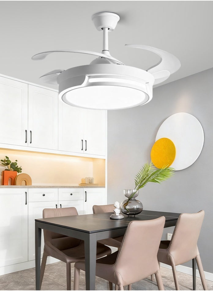 مودي مروحة سقف LED بقوة 72 واط مع جهاز تحكم عن بعد، شفرات حديثة قابلة للسحب، محرك صامت، إضاءة قابلة للتعتيم بثلاثة ألوان (3000 كلفن/4000 كلفن/6500 كلفن)، مروحة ذكية منخفضة الضوضاء لغرفة النوم، غرفة المعيشة، المطبخ - Image 1