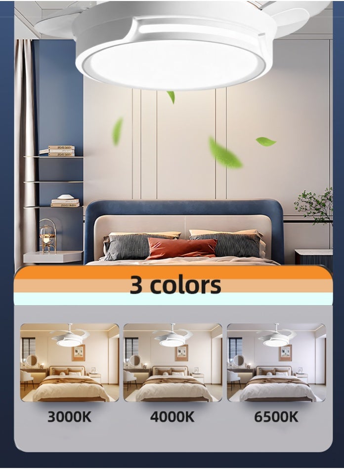 مودي مروحة سقف LED بقوة 72 واط مع جهاز تحكم عن بعد، شفرات حديثة قابلة للسحب، محرك صامت، إضاءة قابلة للتعتيم بثلاثة ألوان (3000 كلفن/4000 كلفن/6500 كلفن)، مروحة ذكية منخفضة الضوضاء لغرفة النوم، غرفة المعيشة، المطبخ - Image 3