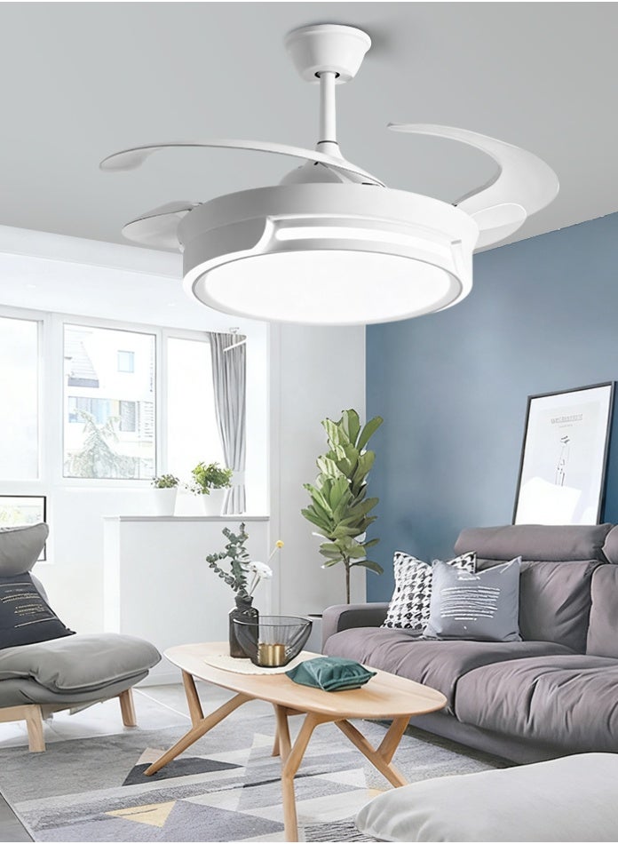 مودي مروحة سقف LED بقوة 72 واط مع جهاز تحكم عن بعد، شفرات حديثة قابلة للسحب، محرك صامت، إضاءة قابلة للتعتيم بثلاثة ألوان (3000 كلفن/4000 كلفن/6500 كلفن)، مروحة ذكية منخفضة الضوضاء لغرفة النوم، غرفة المعيشة، المطبخ - Image 4