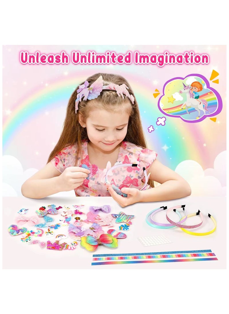 Tafan TAFAN™ Headband Making Kit for Girls - Make Your Own Fashion Headbands for Kids - DIY Hair Accessories Set - Arts & Crafts for Ages 5-12 Year Old Girl - Little Children's Art & Craft Gifts (Unicorn)  - Image 3