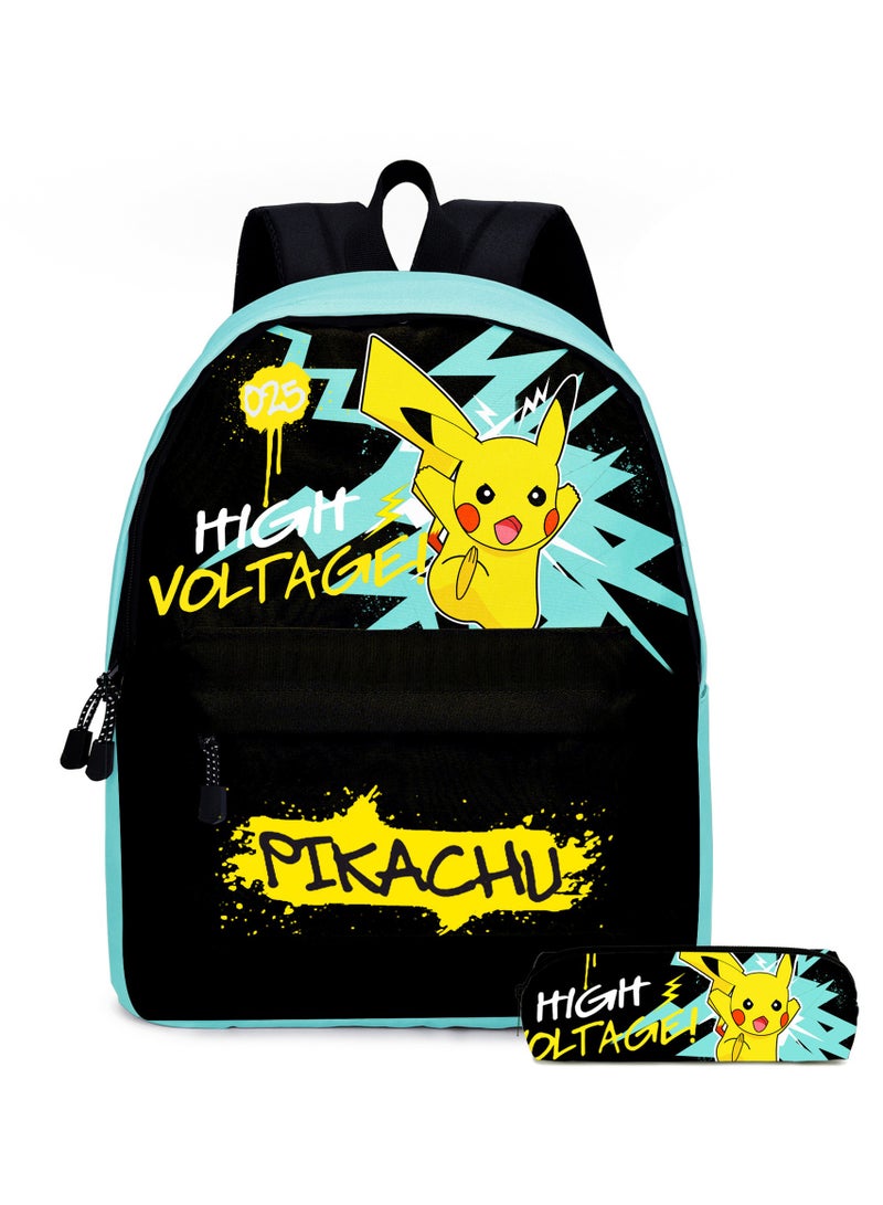 Pokemon Pikachu Cartoon Backpack Two-Piece Student School Bag