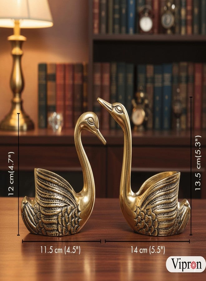Vipron Golden Brass Swan Candle Holder Pair, Decorative Centerpiece for Home Décor, Living Room, Special Occasions, 12 cm and 13.5 cm Height - Image 3