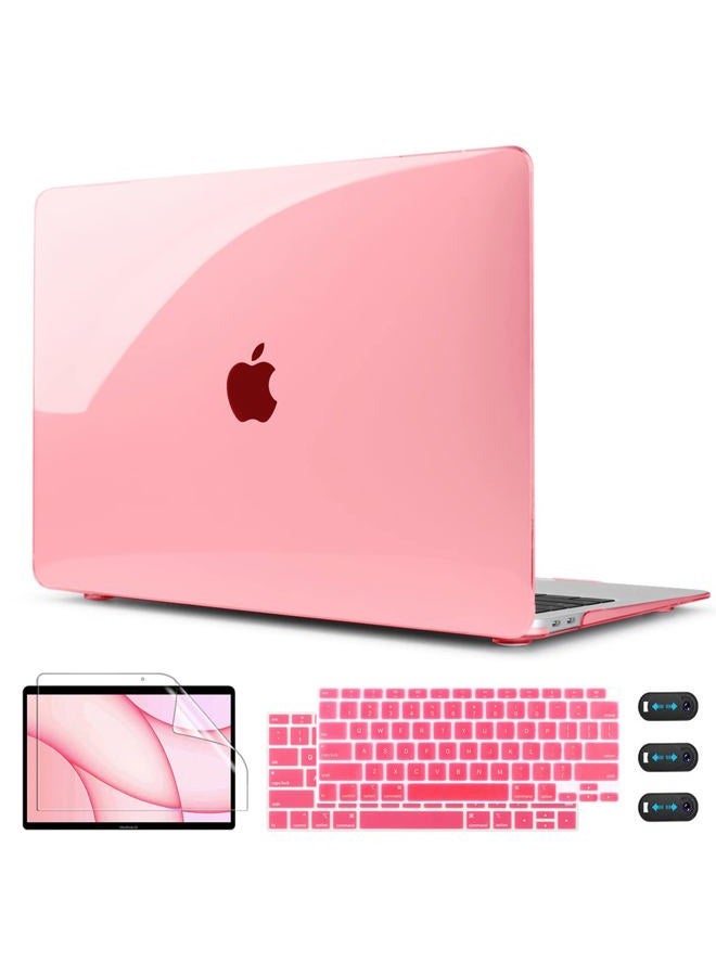 CISSOOK for MacBook Air 13 Inch Case Pink,Plastic Hard Shell Case with Keyboard Cover and Screen Protector for MacBook Air 13 2021-2018 Released A2337 M1 A2179 A1932 Model with Touch ID - Clear Pink - Image 1