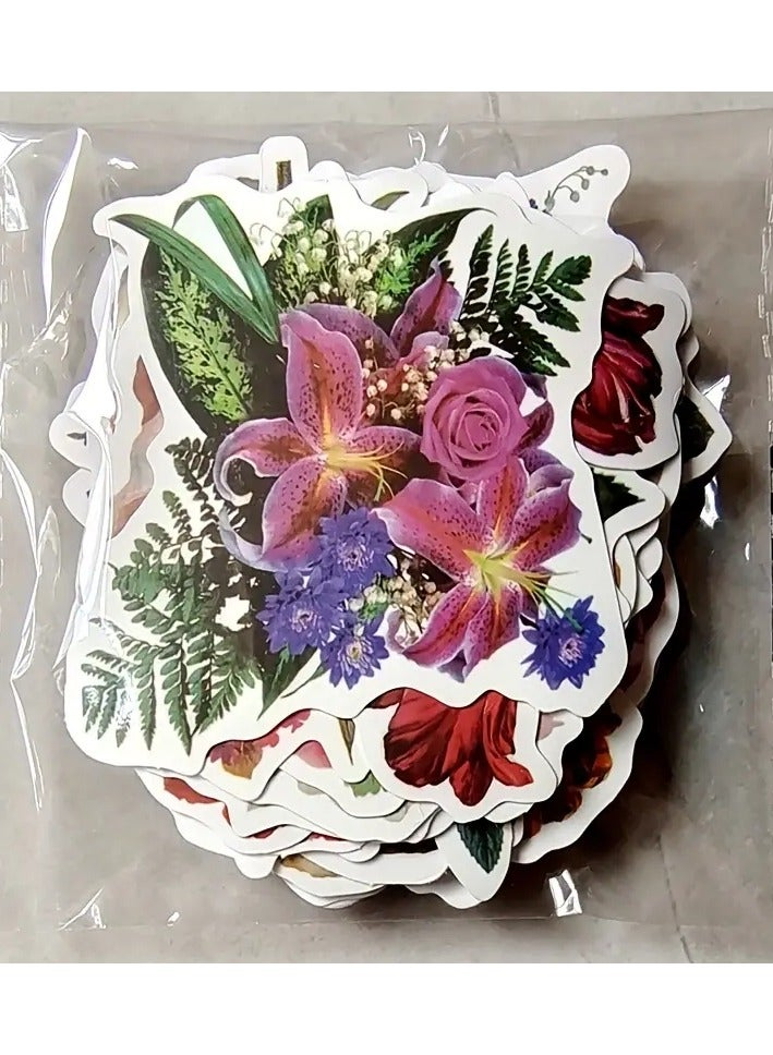 Goolsky 50pcs Vibrant Vintage Flower Stickers - Diverse Designs for Luggage, Journals & More - Add Colorful Personality to Your Creations! - Image 5