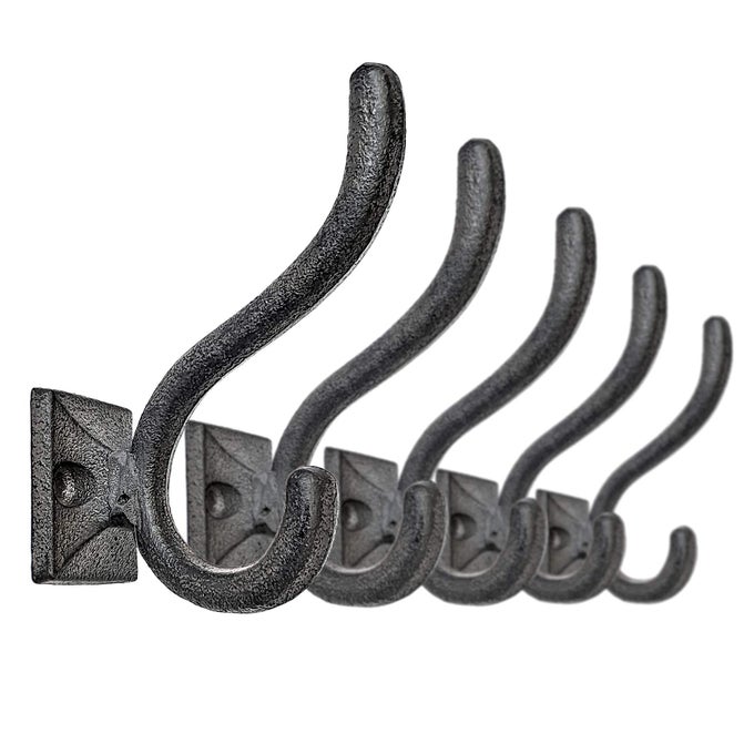 5PACK ANTIQUE BLACK WALL HOOKS VINTAGE MODERN FARMHOUSE STYLE DECORATIVE CAST IRON WALLMOUNTED HOOKS HEAVY DUTY HOOKS FOR MUDROOM BEDROOM HALLWAY