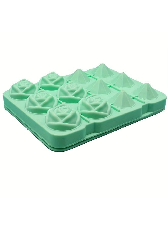 Goolsky 1pc Rose-Shaped Silicone Ice Cube Tray - Perfect for Soft Drinks, Coffee, and More - Ideal for Home, Kitchen, and Party Use - Durable and Reusable Ice Mold, Rose Design Tray | Durable Silicone Tray - Image 1