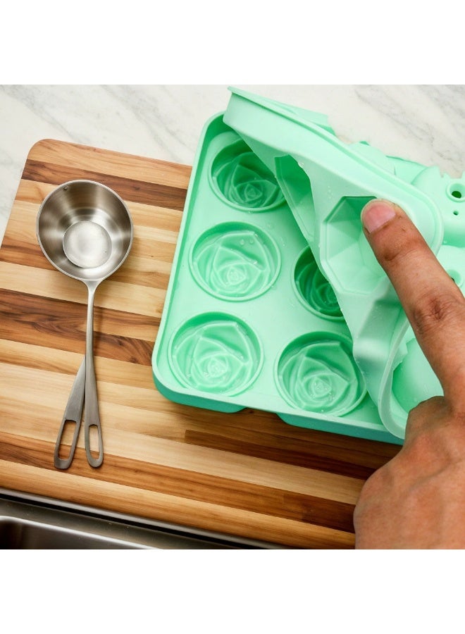 Goolsky 1pc Rose-Shaped Silicone Ice Cube Tray - Perfect for Soft Drinks, Coffee, and More - Ideal for Home, Kitchen, and Party Use - Durable and Reusable Ice Mold, Rose Design Tray | Durable Silicone Tray - Image 2