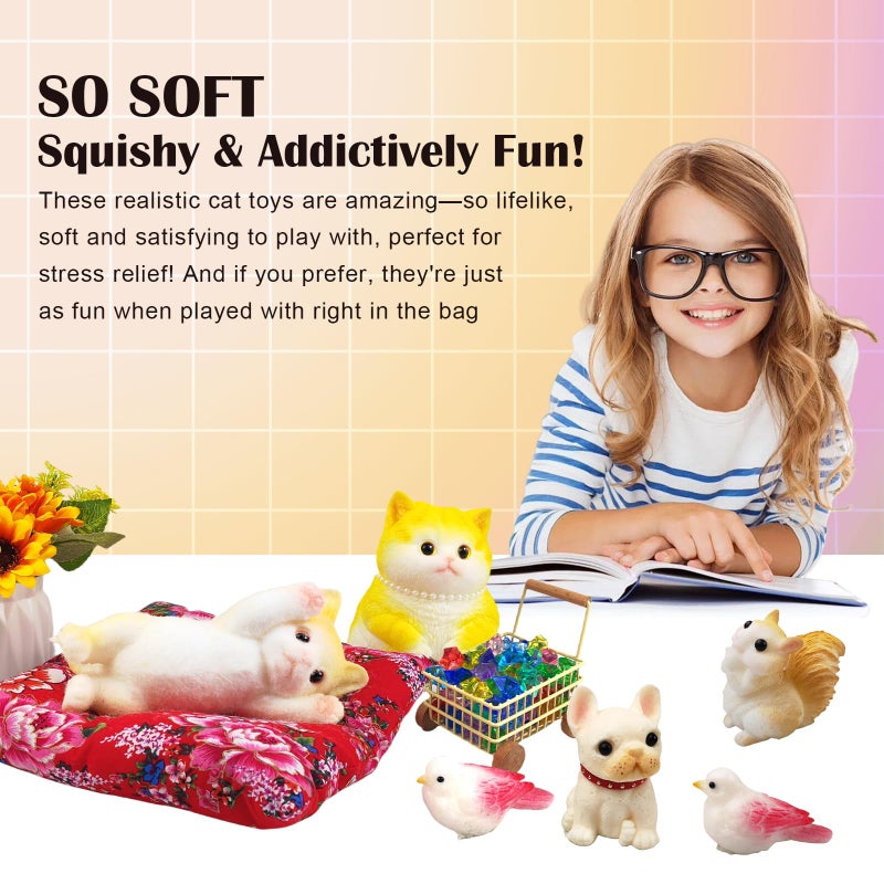 YVBBHE Big Hand Painted Cat Squishy Toysï¼ŒLarge Cute Ultra Soft Kitty Squeeze Fidget Toys for Stress Relief ,Kawaii Squishies Sticky Animal Toys for Adults Kids,Decompression Sensory Ballsï¼ˆCreamï¼‰ - Image 5