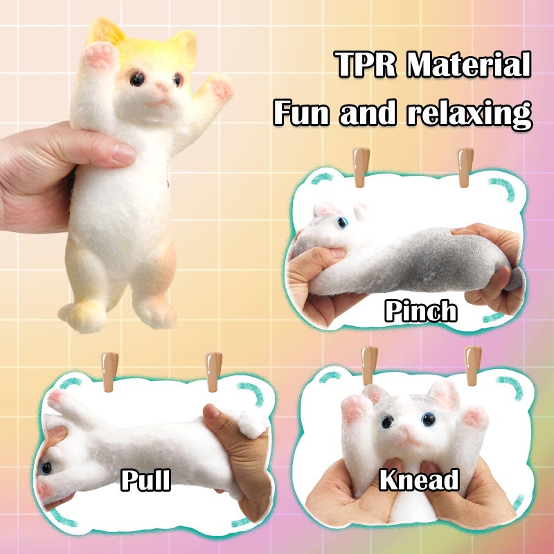 YVBBHE Big Hand Painted Cat Squishy Toysï¼ŒLarge Cute Ultra Soft Kitty Squeeze Fidget Toys for Stress Relief ,Kawaii Squishies Sticky Animal Toys for Adults Kids,Decompression Sensory Ballsï¼ˆCreamï¼‰ - Image 3