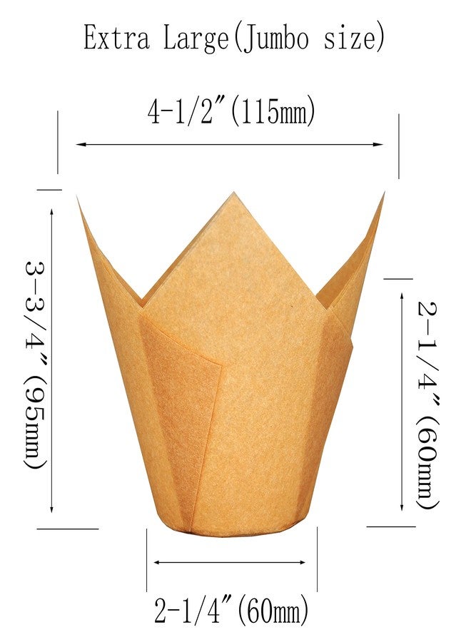 QLSmypkg Extra Large Jumbo Muffin Greaseproof paper Baking cupcake cups, 2-1/4" x 3-3/4" Natural Tulip Baking Cup Case of 125 pcs (Extra Large) (125) - Image 2