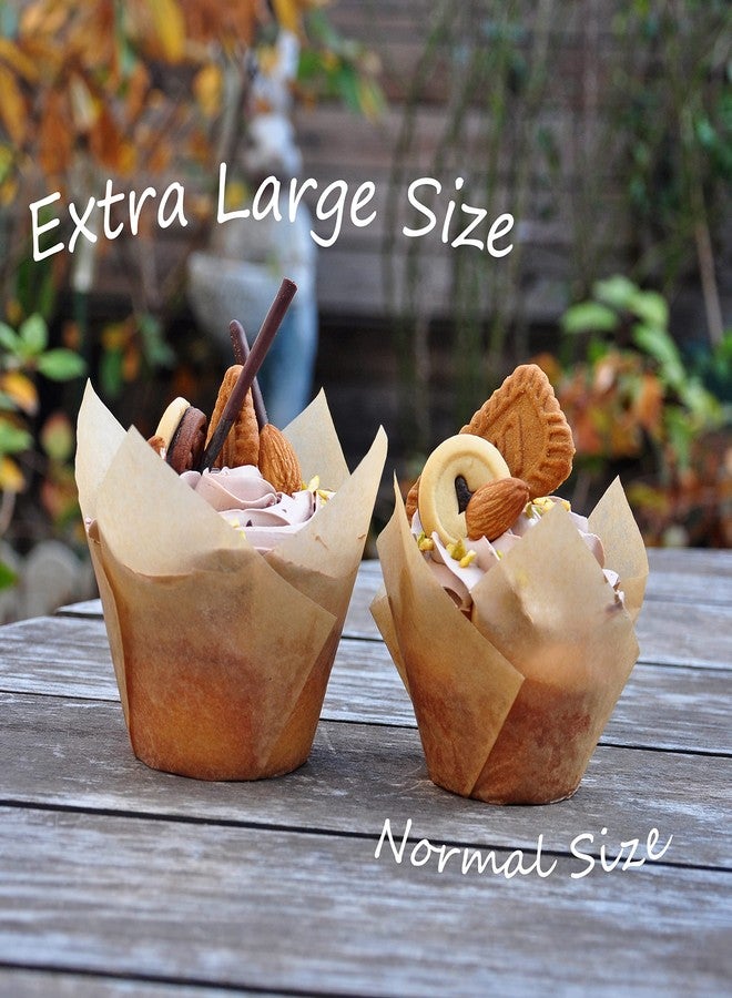 QLSmypkg Extra Large Jumbo Muffin Greaseproof paper Baking cupcake cups, 2-1/4" x 3-3/4" Natural Tulip Baking Cup Case of 125 pcs (Extra Large) (125) - Image 4
