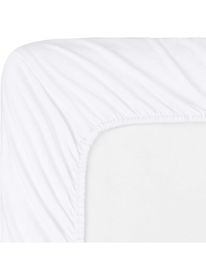 mellanni Mellanni Jersey Bed Sheets - 4 pc Queen Bedding Set - Cotton Sheets For Queen Size Bed - White Bedding Sheets & Pillowcases - Deep Pocket Jersey Knit Sheets Queen - T-Shirt Queen Sheets  - Image 4