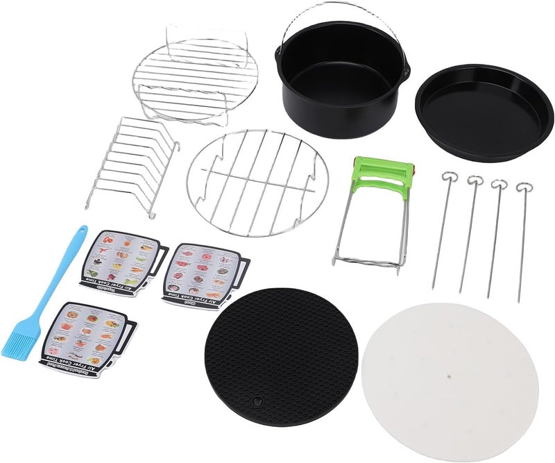 Asixxsix Air Fryer Accessories Set, Stainless Steel Material Non Stick Coating with Comprehensive Kit for 4 5 5 8 Quart Air Fryers Including Pizza Pan and Skewer Rack - Image 1