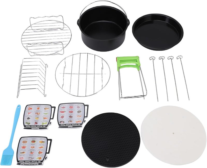 Asixxsix Air Fryer Accessories Set, Stainless Steel Material Non Stick Coating with Comprehensive Kit for 4 5 5 8 Quart Air Fryers Including Pizza Pan and Skewer Rack - Image 2
