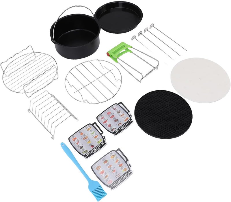 Asixxsix Air Fryer Accessories Set, Stainless Steel Material Non Stick Coating with Comprehensive Kit for 4 5 5 8 Quart Air Fryers Including Pizza Pan and Skewer Rack - Image 4