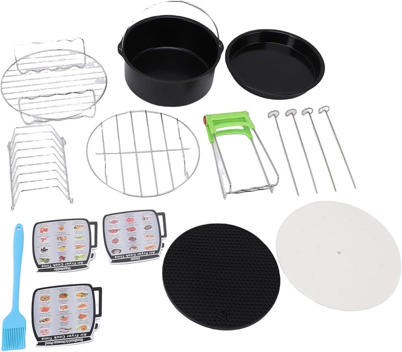 Asixxsix Air Fryer Accessories Set, Stainless Steel Material Non Stick Coating with Comprehensive Kit for 4 5 5 8 Quart Air Fryers Including Pizza Pan and Skewer Rack - Image 5