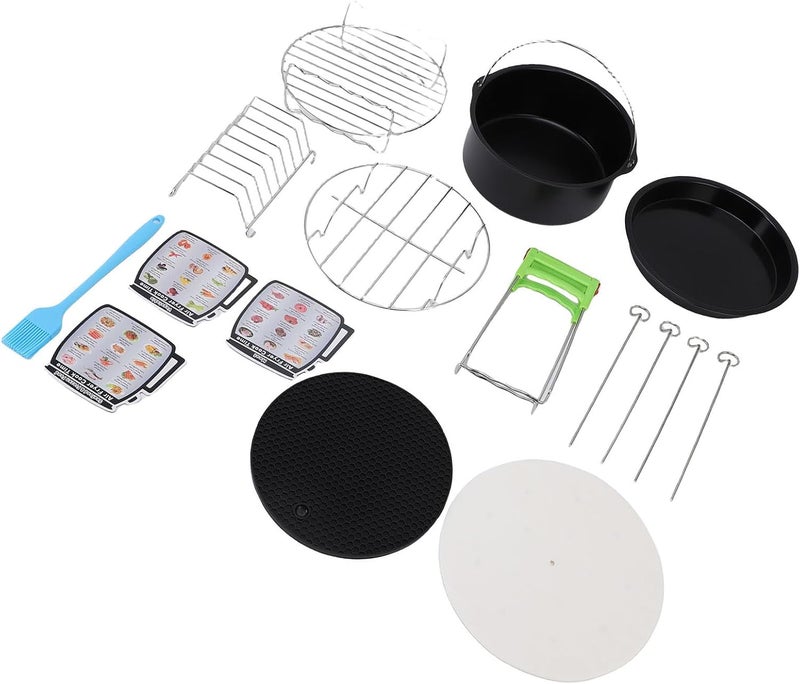 Asixxsix Air Fryer Accessories Set, Stainless Steel Material Non Stick Coating with Comprehensive Kit for 4 5 5 8 Quart Air Fryers Including Pizza Pan and Skewer Rack - Image 3