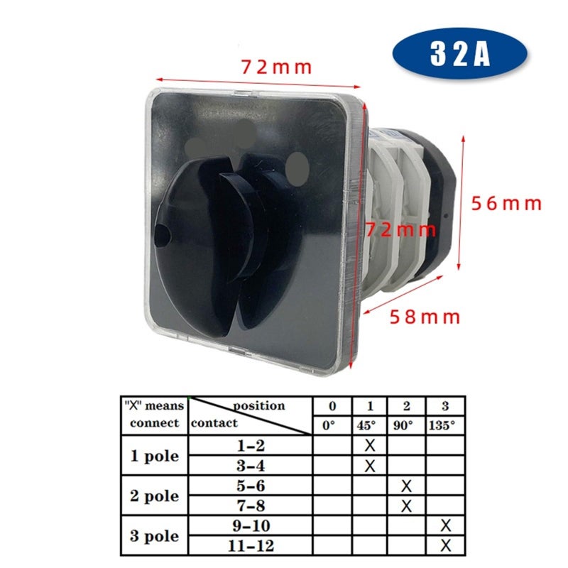 LW31 Silver 3 Sections 32A Four Speed 0 3 Combination Switch YMZ12 32 3 Silver Contact - Image 3