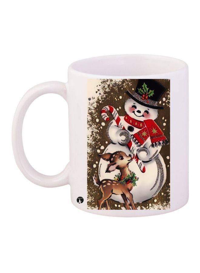 RYN Snowman Printed Coffee Mug White/Brown/Red 11ounce