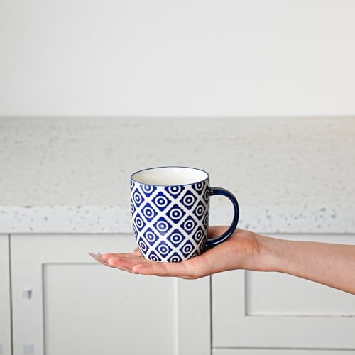 Cerkik Ceramic Coffee Mugs Set 10 OZ Large Porcelain Tea Cups with Handle for Cappuccino Latte Cocoa Milk Tea Christmas Housewarming Gift Microwave Dishwasher Safe Set of 6 Vintage Blue - Image 3